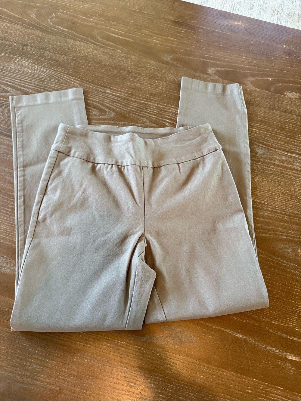 Tribal Women’s Pull-On Straight Leg Pants Beige Tan Size 4 Petite Made in Canada